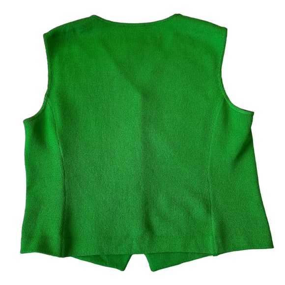 St John Green & White Striped Vest Gold Button Size 12 - Picture 6 of 10